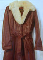 Vtg 1970s 70s Burgundy Leather Jacket Trench Coat 