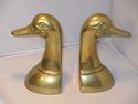 Pair Brass Duck Head Book Ends 2 Bookends Gold Met