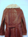 Vtg 1970s 70s Burgundy Leather Jacket Trench Coat 