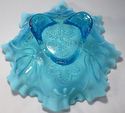 Vtg Jefferson Glass Meander Blue Opalescent Scallo