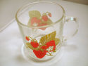 Strawberry Mugs Vintage Luminarc Clear Glass Set 4