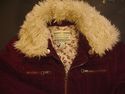 Womens Small Aeropostale Burgundy Red Corduroy Fur