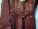 Vtg 1970s 70s Burgundy Leather Jacket Trench Coat 