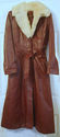 Vtg 1970s 70s Burgundy Leather Jacket Trench Coat 