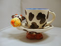 Cow Mug w Footed Saucer 3D Handled Cup Baby Boom C