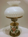 Hobnail Lamp Milk Glass Shade Hurricane Electric F