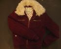 Womens Small Aeropostale Burgundy Red Corduroy Fur