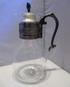 Vintage Clear Glass Pitcher Large Tall Silver Plat