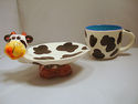 Cow Mug w Footed Saucer 3D Handled Cup Baby Boom C