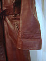 Vtg 1970s 70s Burgundy Leather Jacket Trench Coat 