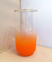 Vtg 2 Libby Orange Frosted Glasses Gold Trim Drink