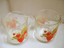 Strawberry Mugs Vintage Luminarc Clear Glass Set 4