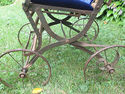 Antique Stroller Velvet Blue Baby Child Wood Carri