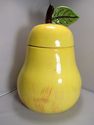 Vintage Yellow Pear Cookie Jar Worm Fruit Ceramic 