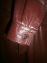 Vintage Burgundy Leather Trench Coat Jacket Belted