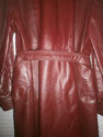 Vintage Burgundy Leather Trench Coat Jacket Belted