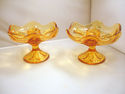 Viking Art Glass Gold Candle Stick Holders Mid Cen