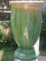 Pottery Green Glaze Vase Gold Drip Flower Mid Heig