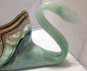 Vtg Murano Glass Swan Hand Blown Aqua Green Bowl P