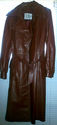 Vintage Burgundy Leather Trench Coat Jacket Belted