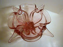 Vintage Abstract Free Form Pink Art Glass Bowl Fol