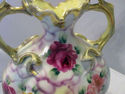 Vintage RS Prussia Double Handled Vase Roses Gold 