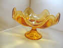 Viking Art Glass Gold Dish Bowl Centerpiece Mid Ce