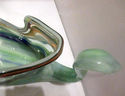 Vtg Murano Glass Swan Hand Blown Aqua Green Bowl P