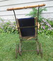 Antique Stroller Velvet Blue Baby Child Wood Carri