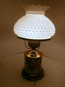 Hobnail Lamp Milk Glass Shade Hurricane Electric F