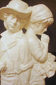 Vintage Boy Girl Sculpture Table Lamp Art Statue P