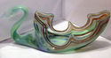 Vtg Murano Glass Swan Hand Blown Aqua Green Bowl P