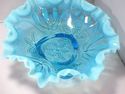 Vtg Jefferson Glass Meander Blue Opalescent Scallo