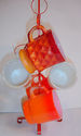 Vintage Metal Mug Rack Orange Lot 6 milk glass mug