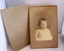 Antique Cabinet Photo Sepia Portrait Baby Boy Girl