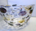 Vtg Mid Century Art Glass Bowl Mixing Optic Coin D