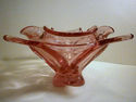 Vintage Abstract Free Form Pink Art Glass Bowl Fol