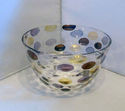 Vtg Mid Century Art Glass Bowl Mixing Optic Coin D