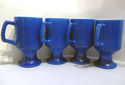 Vintage Anchor Hocking Milk Glass Blue Coffee Mugs