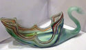 Vtg Murano Glass Swan Hand Blown Aqua Green Bowl P