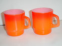 Vintage Metal Mug Rack Orange Lot 6 milk glass mug