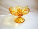 Viking Art Glass Gold Candle Stick Holders Mid Cen