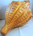 HUGE Conch Shell Red Clay Folk Art Pottery Sculpte