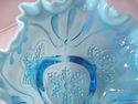 Vtg Jefferson Glass Meander Blue Opalescent Scallo