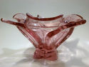 Vintage Abstract Free Form Pink Art Glass Bowl Fol