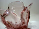 Vintage Abstract Free Form Pink Art Glass Bowl Fol