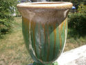 Pottery Green Glaze Vase Gold Drip Flower Mid Heig