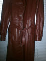 Vintage Burgundy Leather Trench Coat Jacket Belted