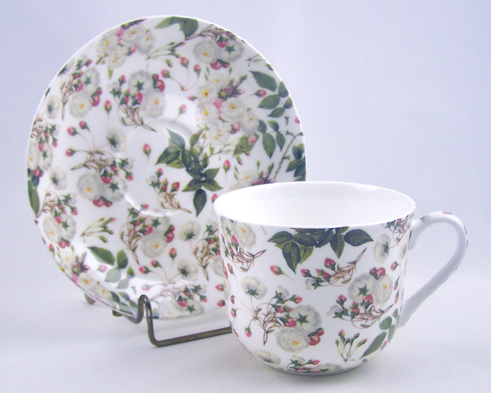 English Bone China Breakfast Cup And Saucer Set White Rose Chintz England Joanbets Chinafind 2946