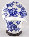 ENGLISH BONE CHINA BREAKFAST CUP SAUCER - BLUE ROS